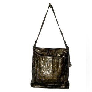 Brighton Croc Embossed Patent Leather Shoulder Bag